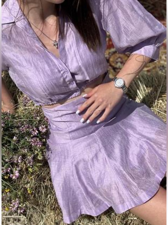 Sandro Dresses & Skirts - Sandro Lavender Cropped Bodice Mini Shirt Dress size 38
